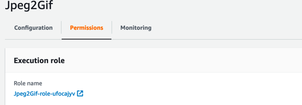 Demonstration of the Execution role of Lambda function #4 JPEG2GIF