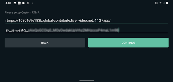 Streamlabs: setting Server and Stream Key
