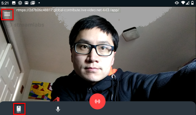 Streamlabs: selecting front or rear camera