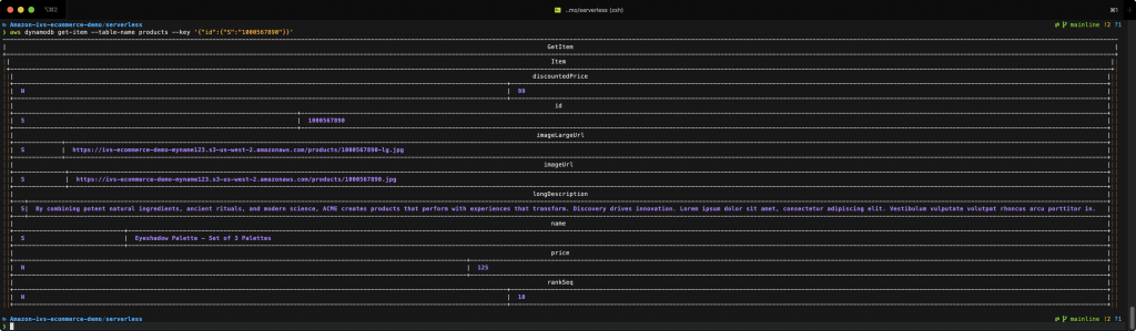 Command Line Interface demonstrating AWS CLI DynamoDB get command