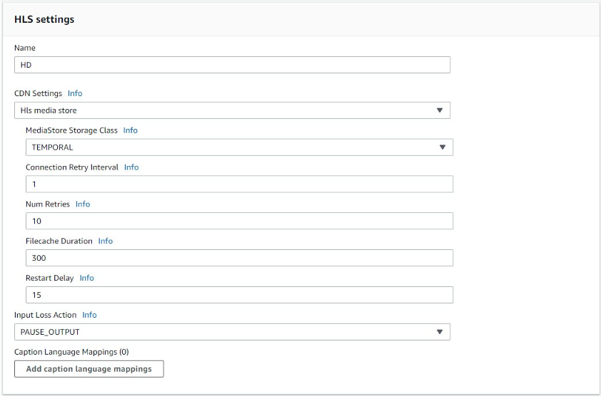 The preceding picture depicts&nbsp; MediaLive HLS Group Settings