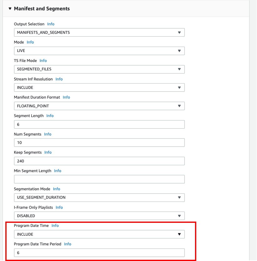 AWS Elemental MediaLive configuration required produce the datetime tag 