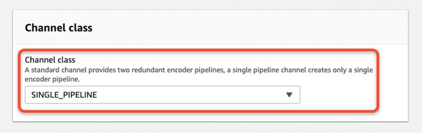 Screenshot of general info box in MediaLive channel creation page 