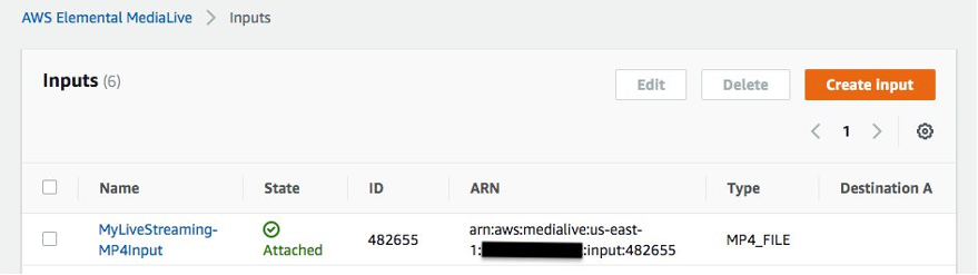 MediaLive input created by template
