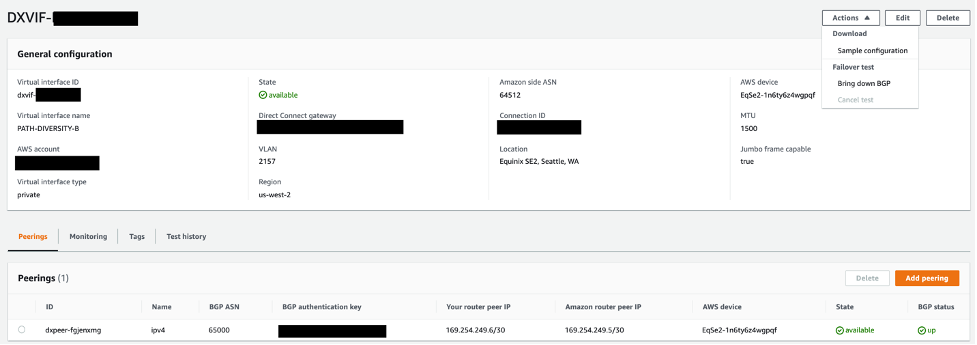 created virtual interface