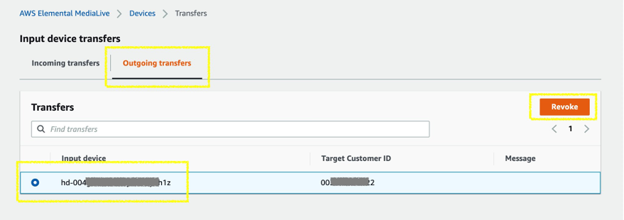 View of outgoing device transfers