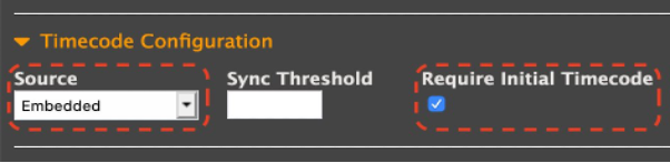 [Timecode Configuration] settings
