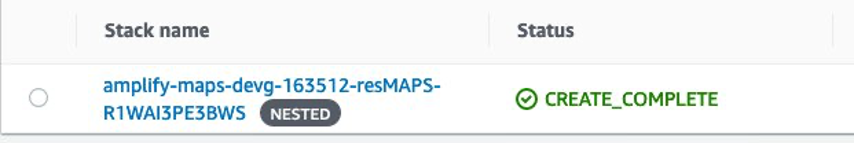 In CloudFormation, you can see your stacks and nested stacks. We need to locate the resMAPS stack.