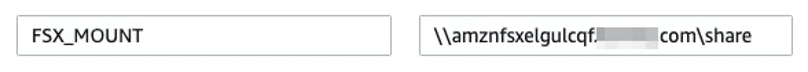 Create a Lambda environment variable FSX_MOUNT and assign its value to the FSX DNS name.