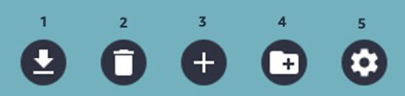 The MAPS UI toolbar with options to download, delete, create new, create new folder, and access the settings.