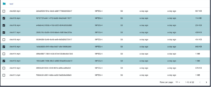 In the MAPS table view, users can select multiple assets by selecting the checkbox in each row.