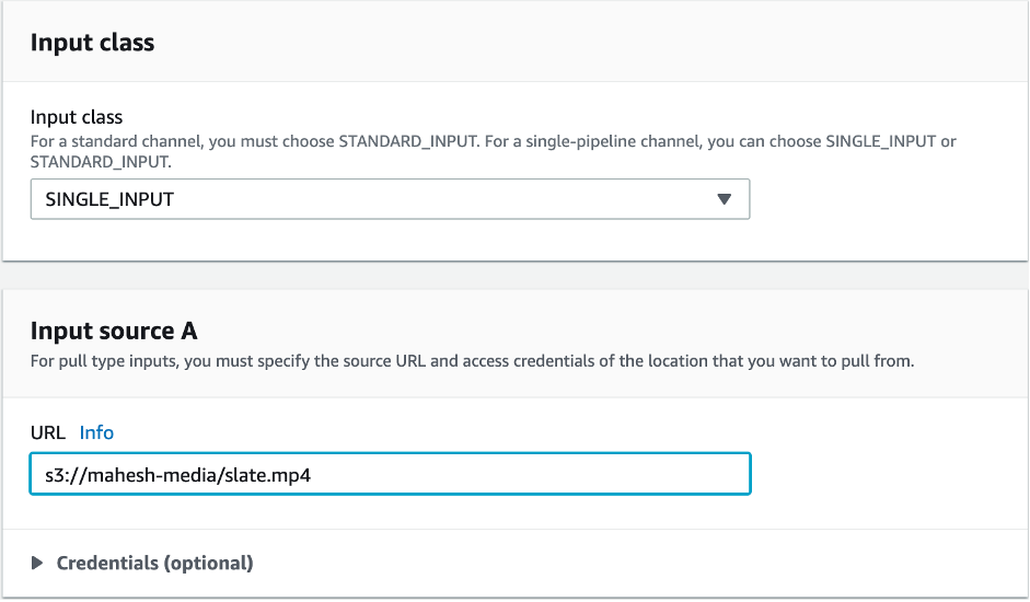 Input class and source for MP4 MediaLive Input