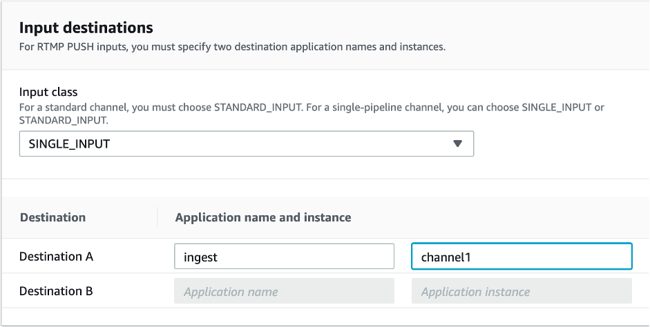 Input class & destination configuration