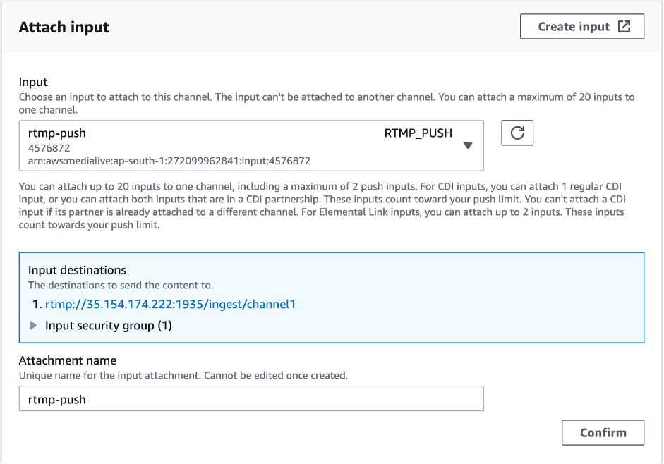 Attaching live Input 