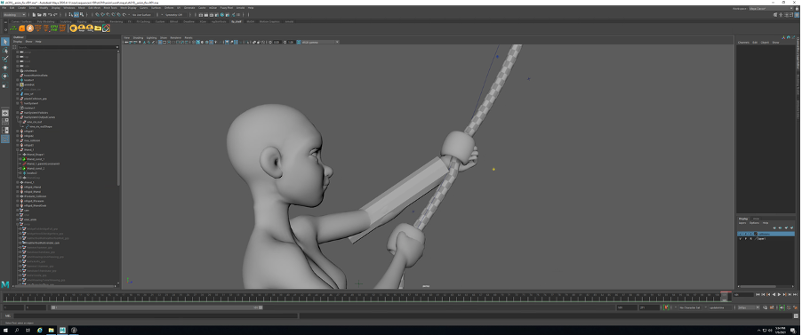 Noa’s collision geometry, and a surface extruded along the nHair curve.
