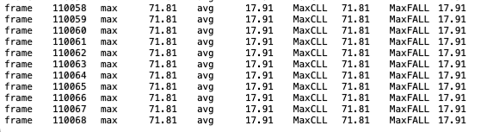  &nbsp;The MaxCLL and MaxFALL extracted by DaVinci Resolve