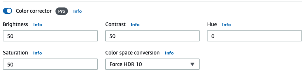 Color corrector settings
