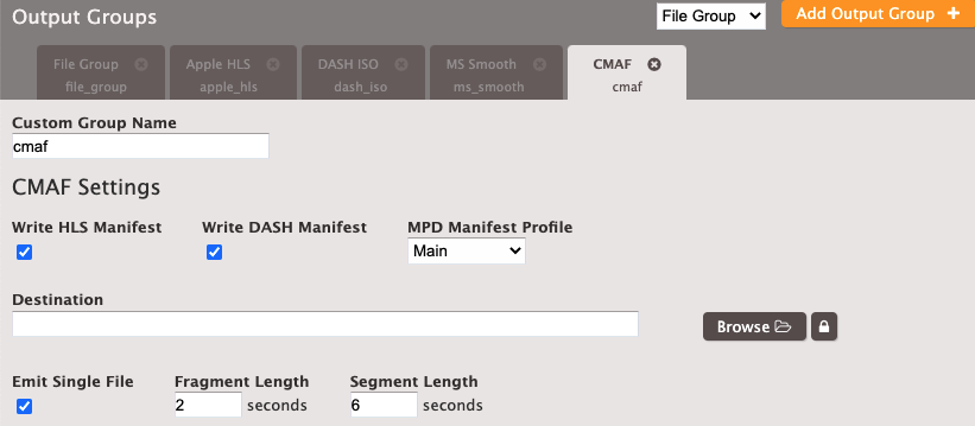 Elemental Server CMAF Output