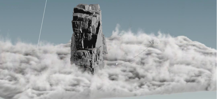 The scale of the large rock pillars meant that the scale of details on the ocean would need to be highly detailed