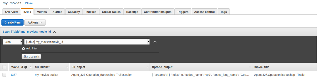 Verify your AWS Lambda function added ffprobe asset details