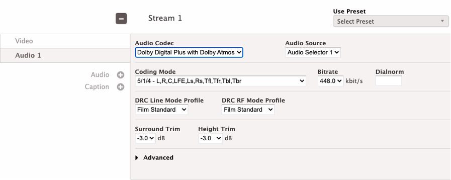Dolby Digital Plus with Dolby Atmos audio codec