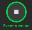 Partial screenshot showing button to start and stop the event switcher in Sony Virtual Production.