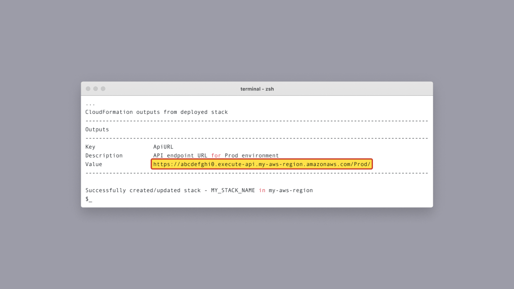 The terminal output of a successful deployment