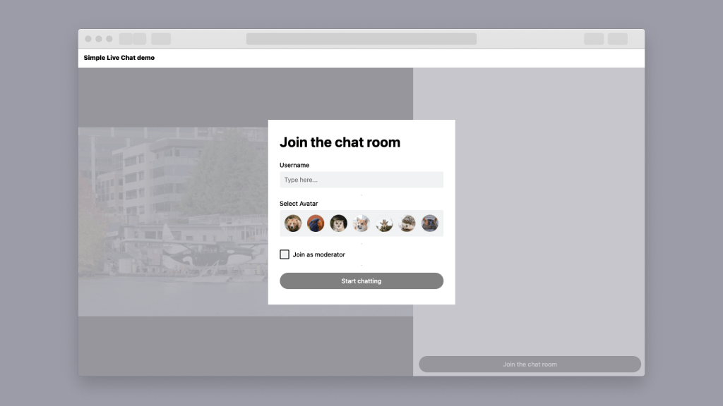 The client application running in a web browser