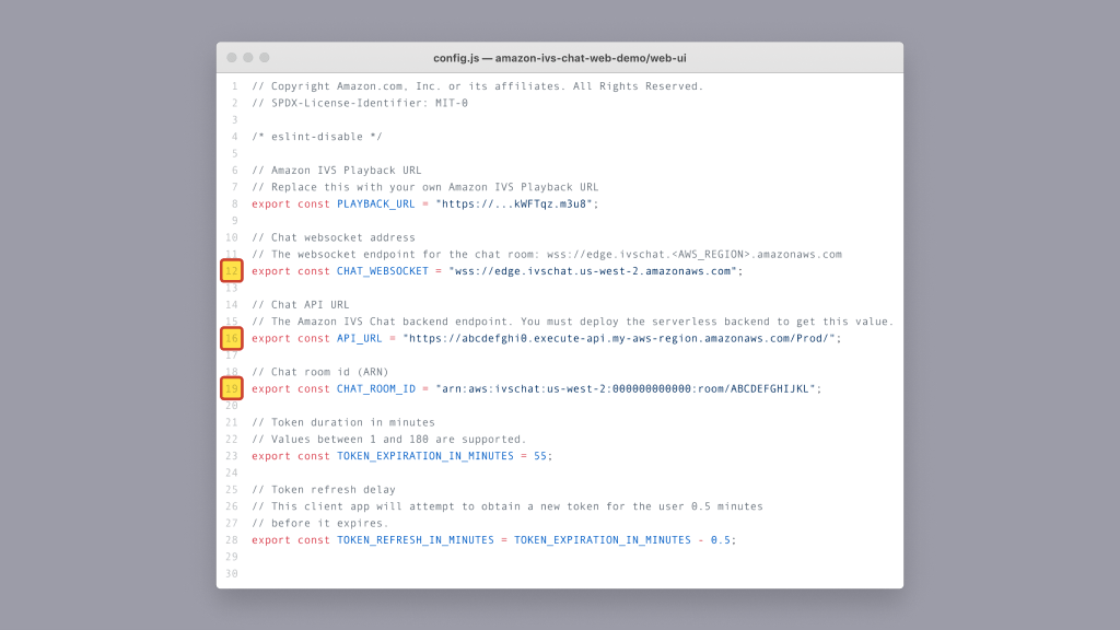 An example config file with all required fields.
