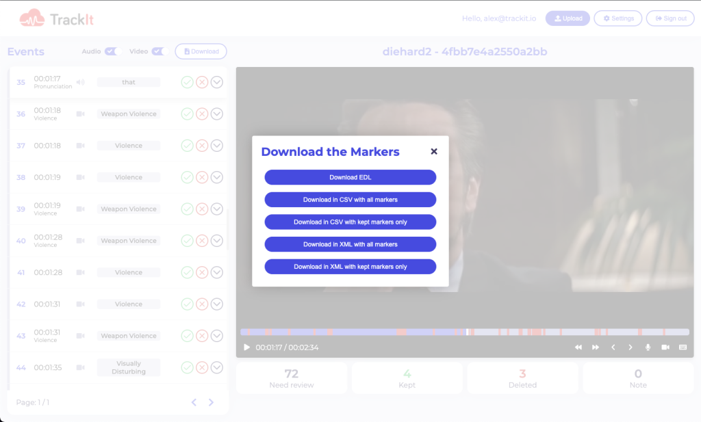 TrackIt download pop-up
