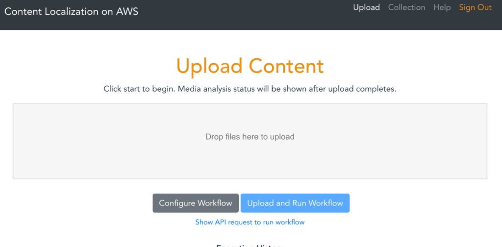 A screenshot showing the web application “Upload Content” interface