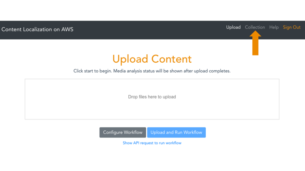“Collection” is located in the upper corner of the menu bar. 