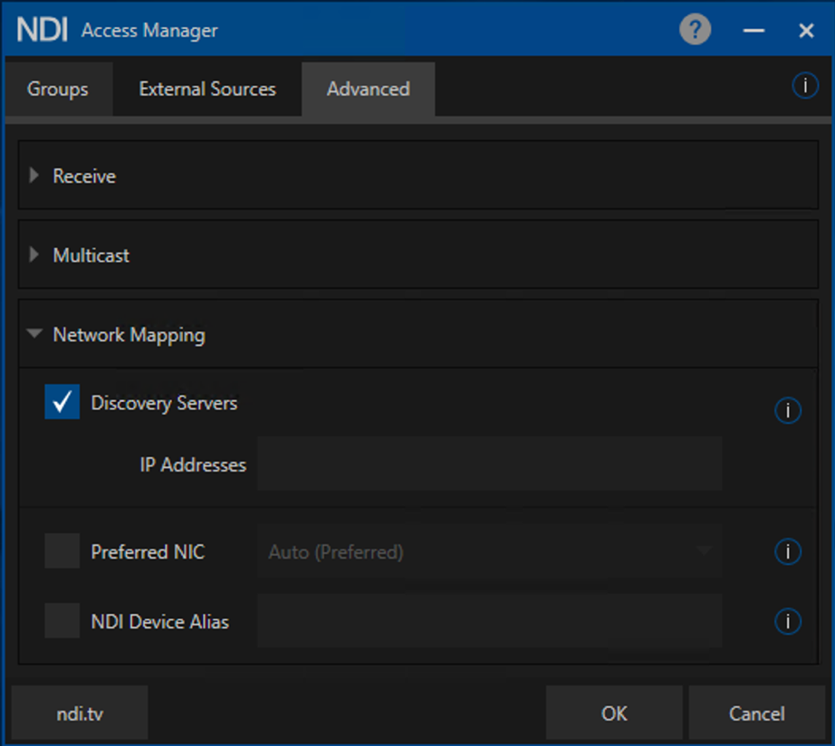 NDI access manager configuration