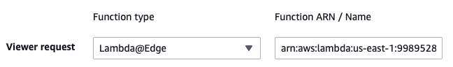 CloudFront console showing Lambda@Edge function association