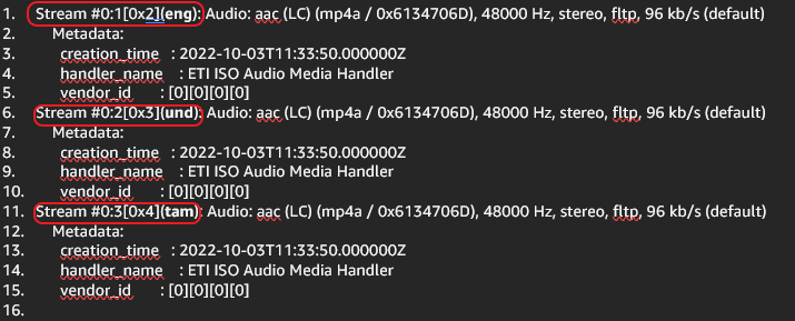 Highlighted Input audio track for second input type where some tracks have undefined lang code