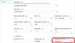 Language code control configuration for Audio 1
