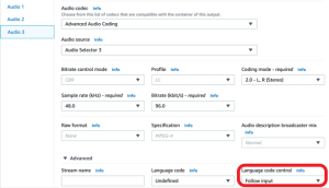 Language code control configuration for Audio 3