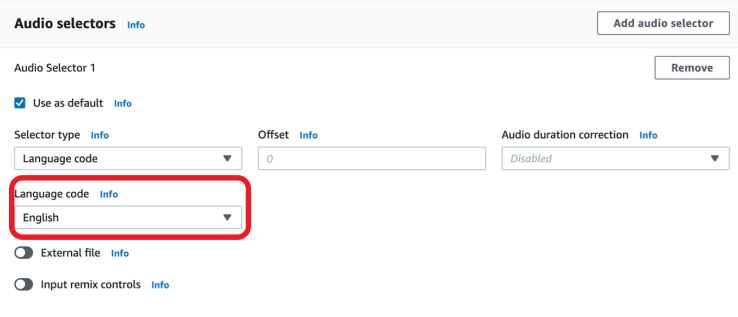 Selecting Language Code for the Audio Selection where input has Language Code