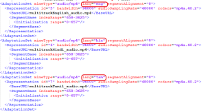 Highlighted Lang Code in output for DASH