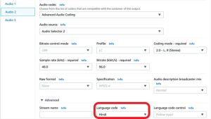 Setting Language code as Hindi for Audio 2