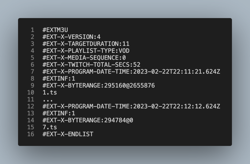 Sample clipped manifest
