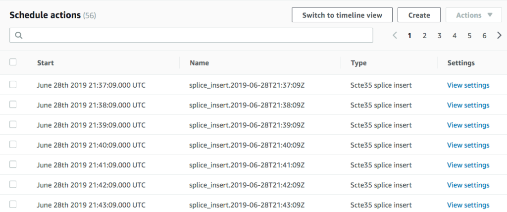 Image shows the schedule actions
