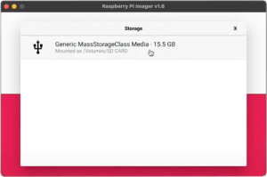 Choose the SD card to write the image