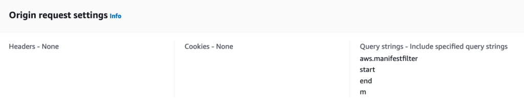 Origin request policy settings screenshot