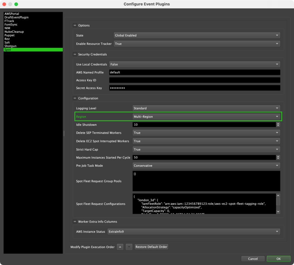 Figure 6: Deadline’s configure event plugins window, displaying the new ‘Multi-Region’ option