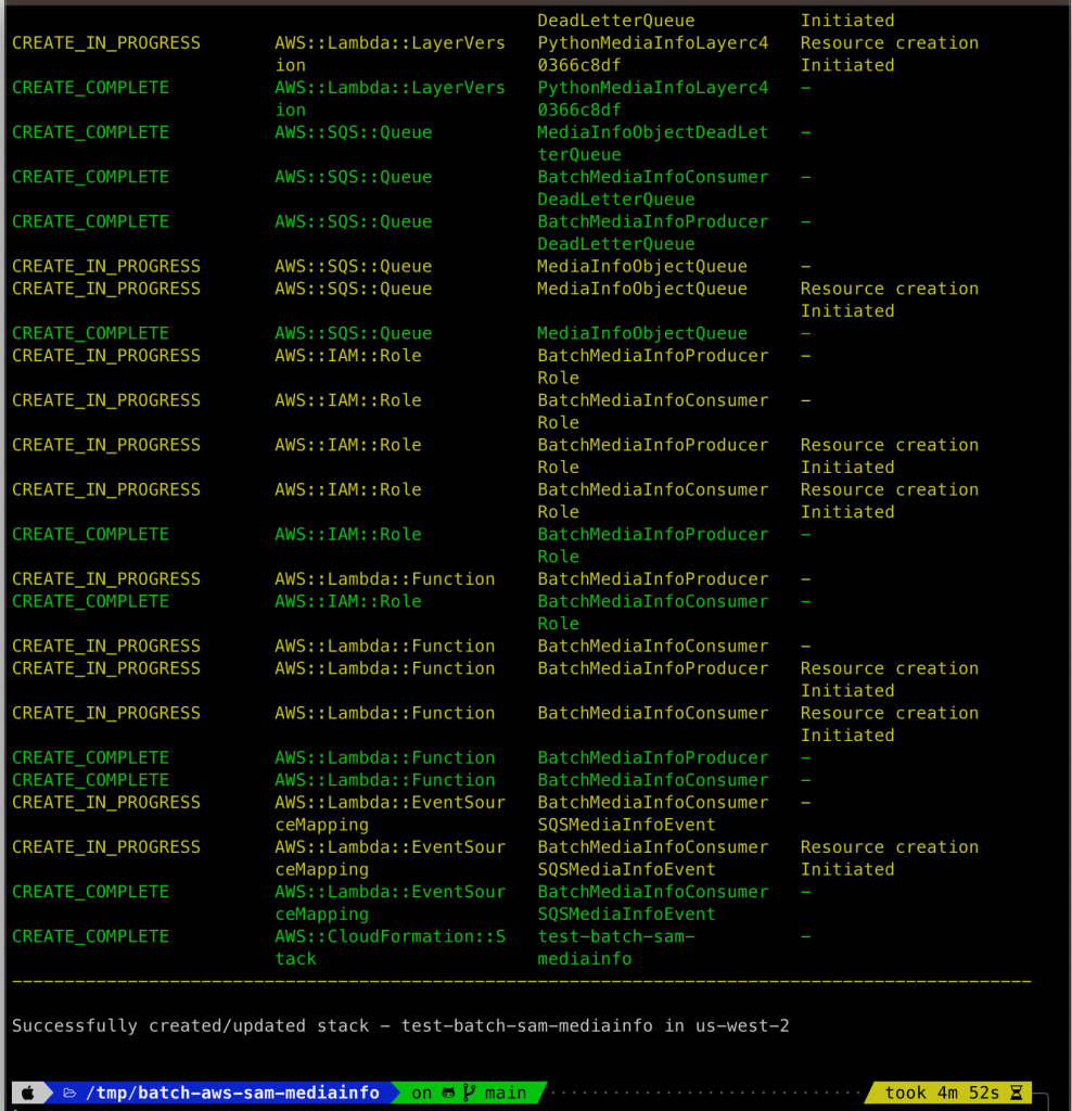Screenshot of batch aws sam MediaInfo