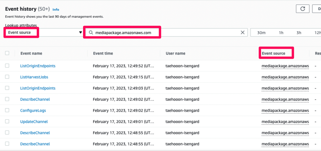 In AWS CloudTrail, you can access event history to monitor events in detail.