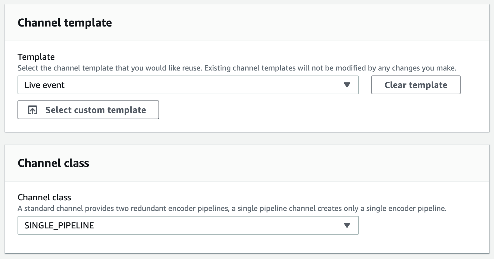Channel template and Channel class configuration.