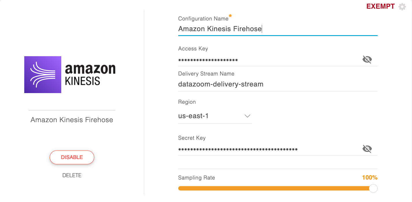 Amazon Kinesis Firehose Screenshot