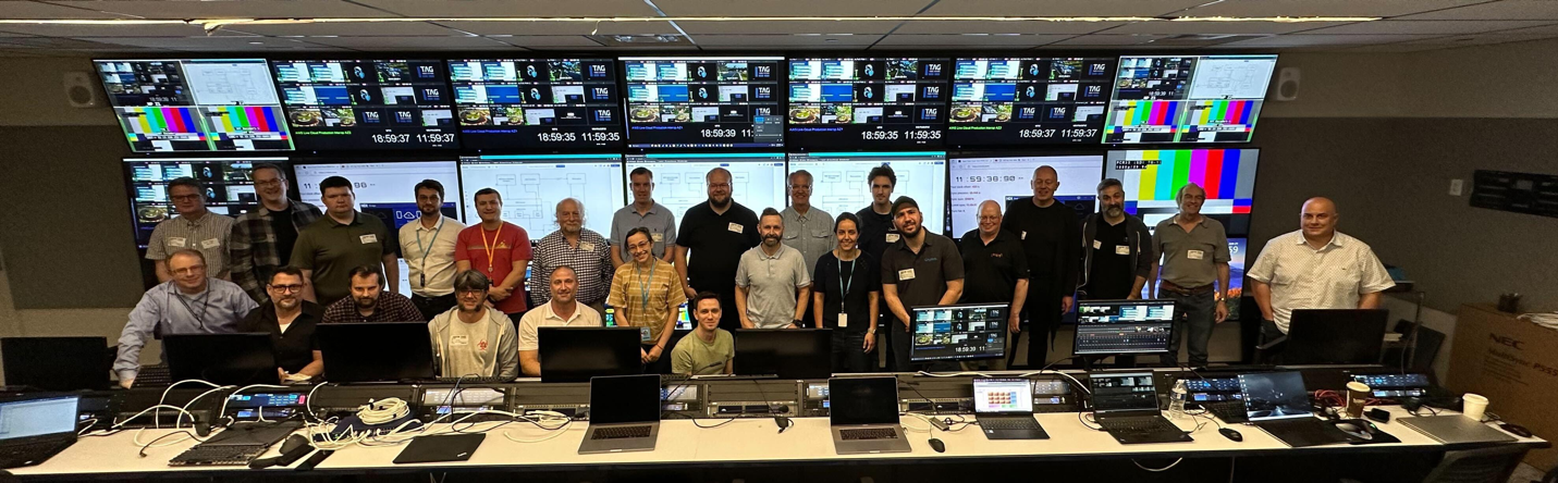Group photo in broadcast production suite